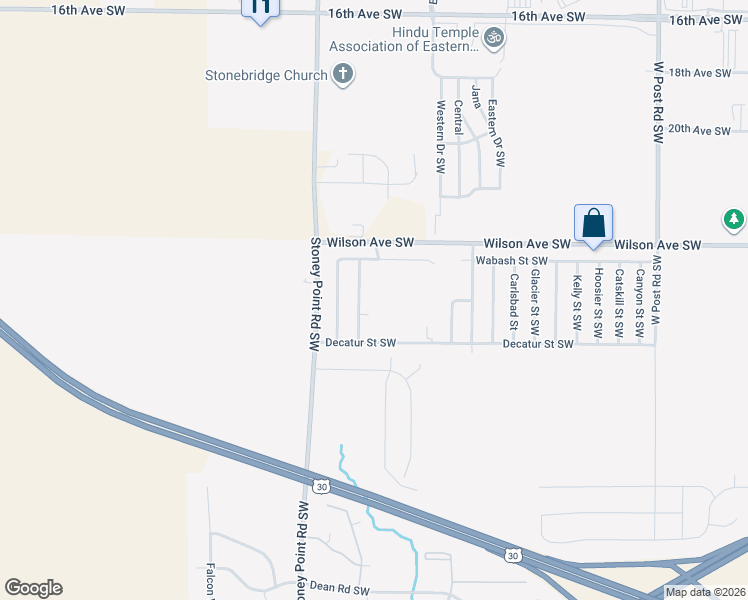 map of restaurants, bars, coffee shops, grocery stores, and more near 2320 West Post Road Southwest in Cedar Rapids