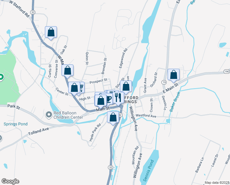 map of restaurants, bars, coffee shops, grocery stores, and more near 18 Gold Street in Stafford