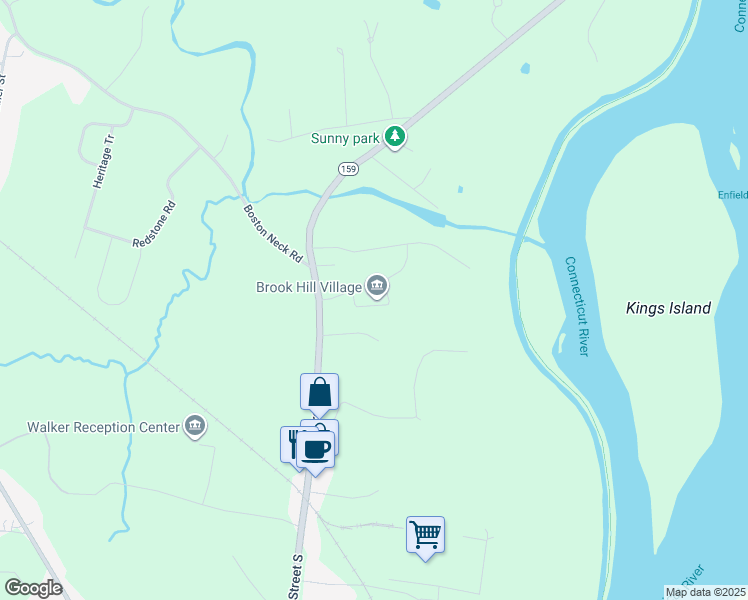 map of restaurants, bars, coffee shops, grocery stores, and more near 898 East Street South in Suffield