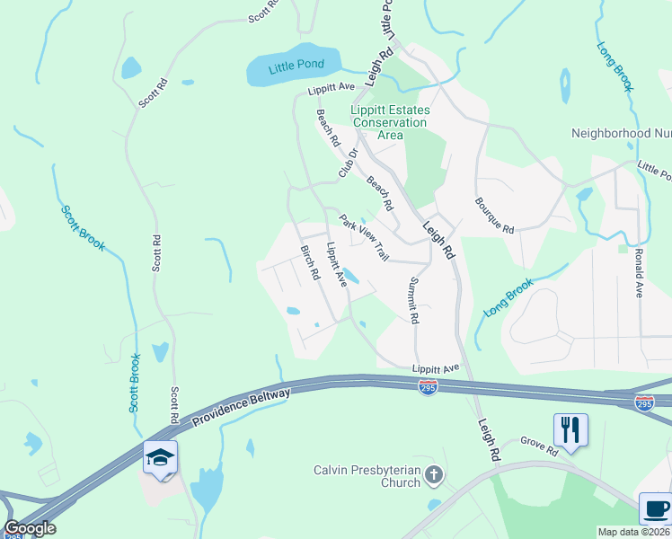 map of restaurants, bars, coffee shops, grocery stores, and more near 168 Lippitt Avenue in Cumberland