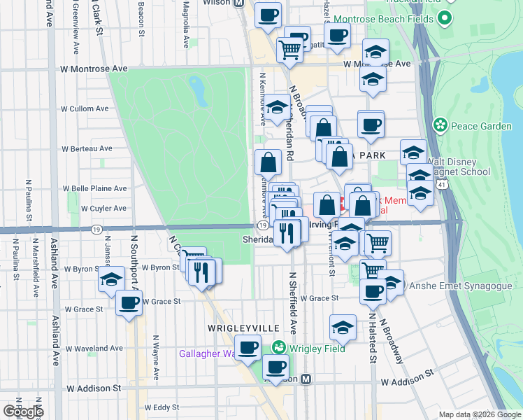 map of restaurants, bars, coffee shops, grocery stores, and more near in Chicago