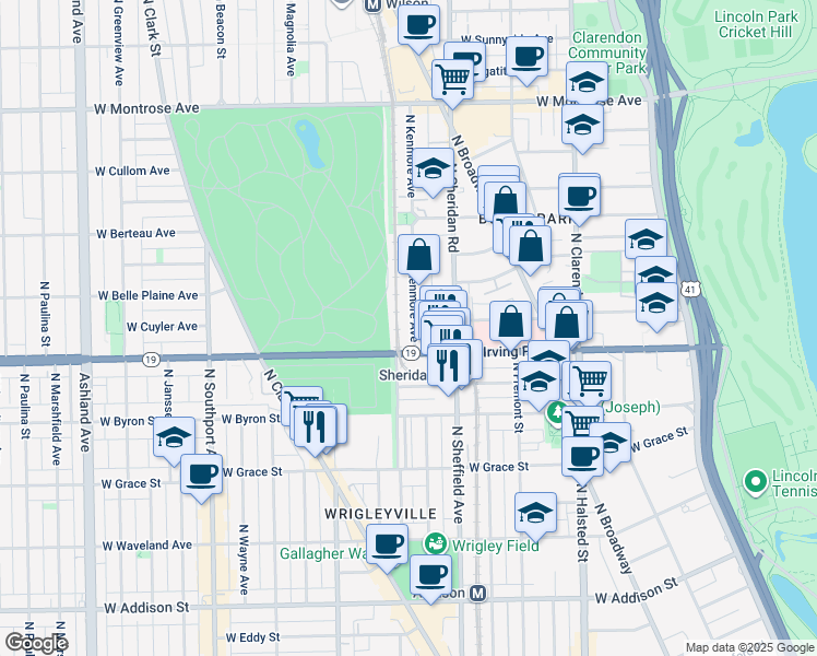map of restaurants, bars, coffee shops, grocery stores, and more near in Chicago
