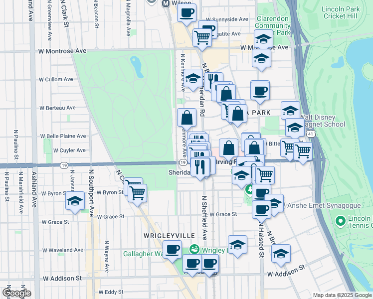 map of restaurants, bars, coffee shops, grocery stores, and more near in Chicago