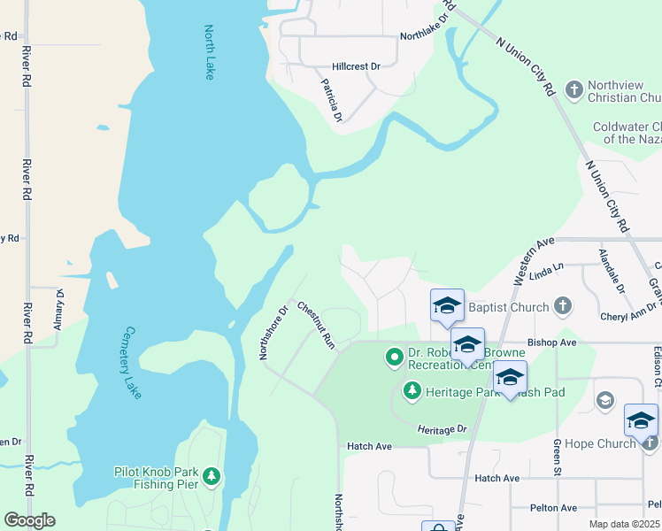 map of restaurants, bars, coffee shops, grocery stores, and more near 111 Arrowhead Drive in Coldwater