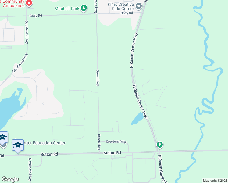 map of restaurants, bars, coffee shops, grocery stores, and more near 4000 Green Highway in Tecumseh