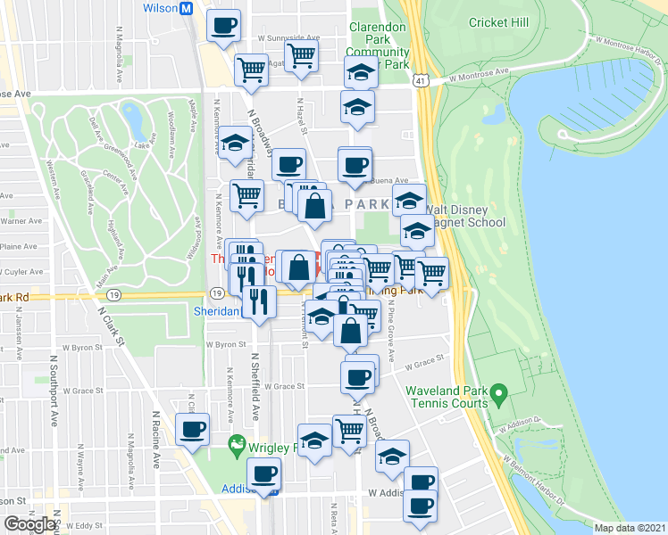 map of restaurants, bars, coffee shops, grocery stores, and more near in Chicago
