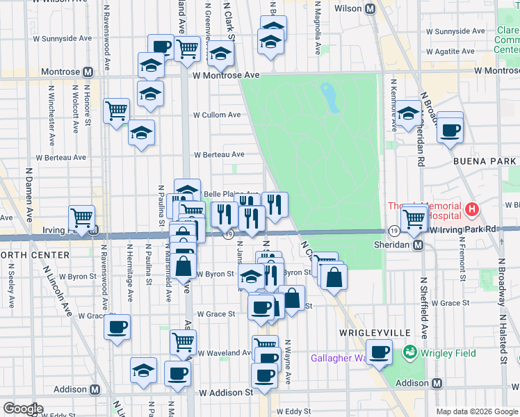map of restaurants, bars, coffee shops, grocery stores, and more near in Chicago