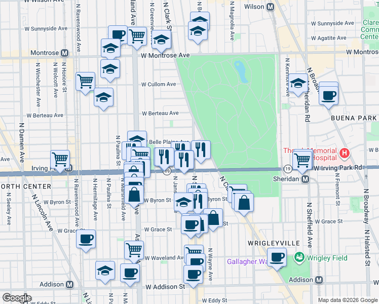 map of restaurants, bars, coffee shops, grocery stores, and more near in Chicago