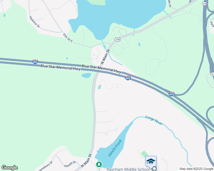 map of restaurants, bars, coffee shops, grocery stores, and more near 141 Chestnut Farm Way in Raynham