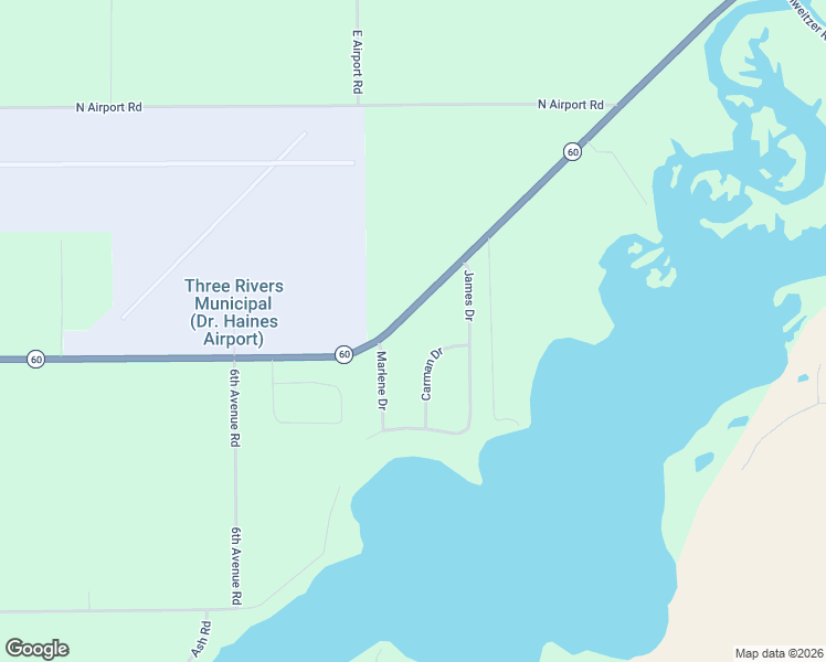 map of restaurants, bars, coffee shops, grocery stores, and more near 58002 Carman Drive in Three Rivers