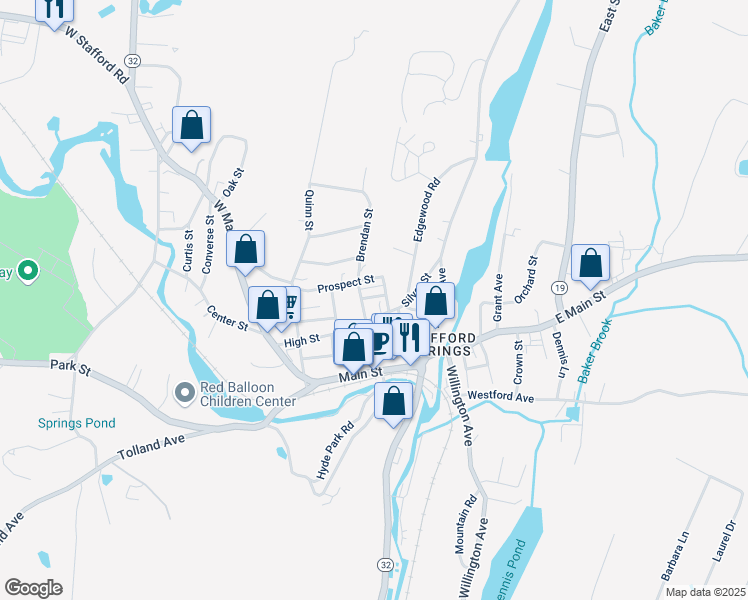 map of restaurants, bars, coffee shops, grocery stores, and more near 26 High Street in Stafford