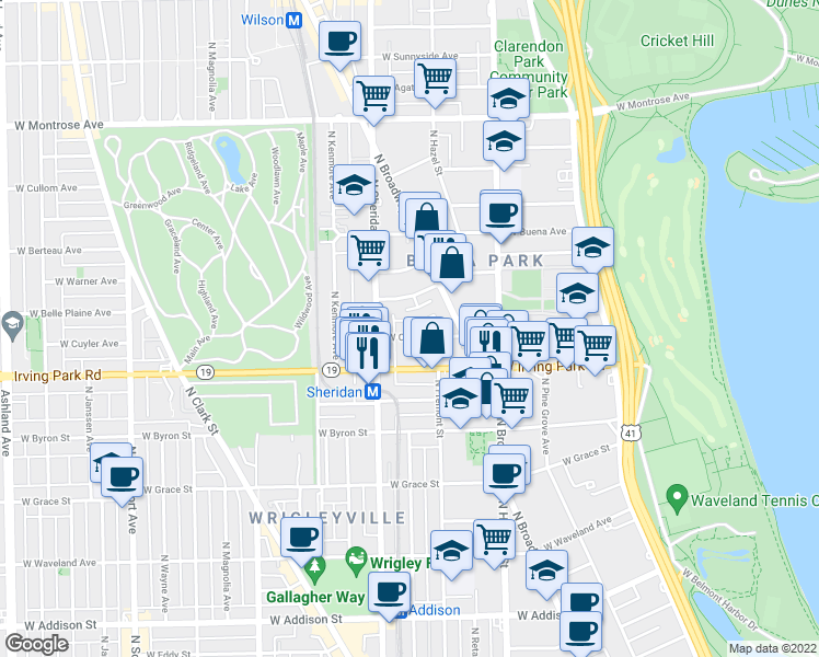map of restaurants, bars, coffee shops, grocery stores, and more near 939 West Cuyler Avenue in Chicago