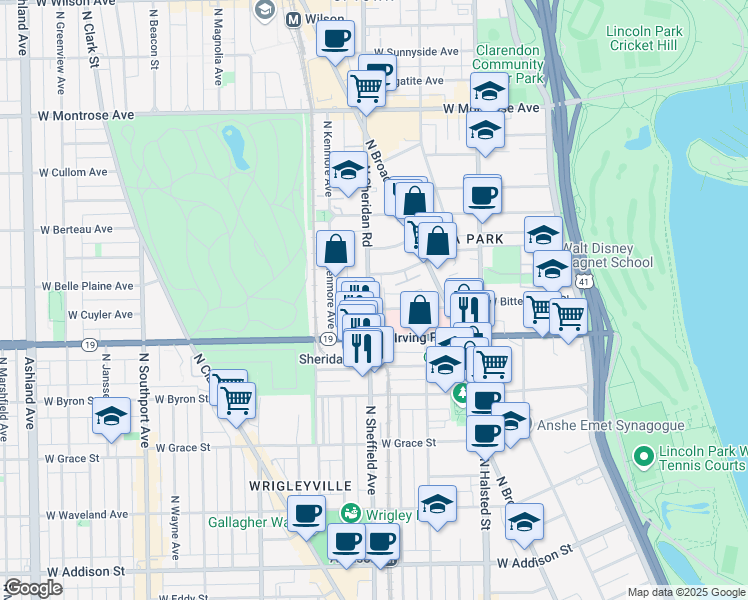 map of restaurants, bars, coffee shops, grocery stores, and more near in Chicago