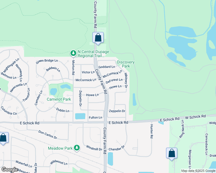 map of restaurants, bars, coffee shops, grocery stores, and more near 1813 McCormick Lane in Hanover Park