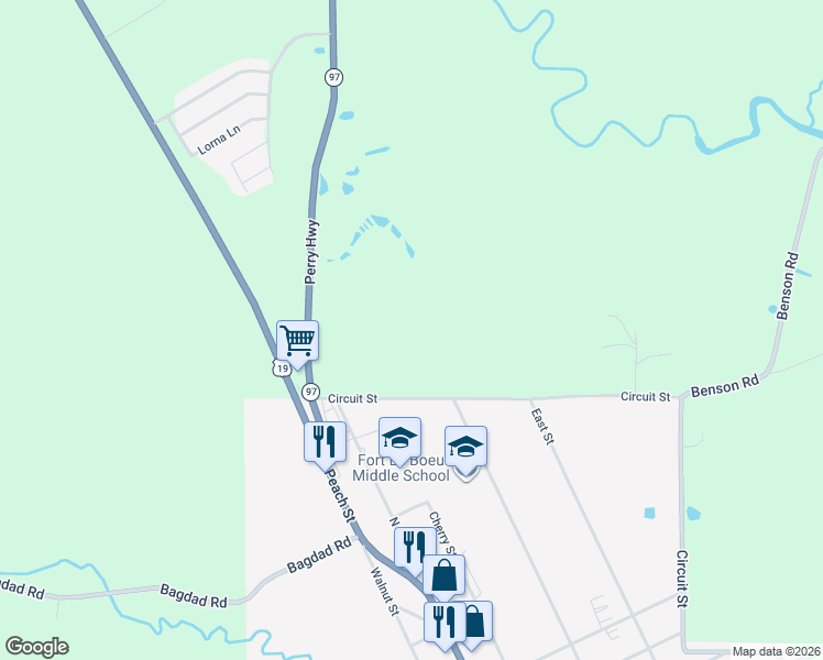 map of restaurants, bars, coffee shops, grocery stores, and more near 140 Circuit Street in Waterford