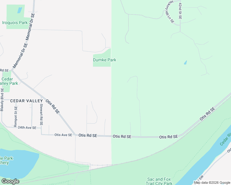 map of restaurants, bars, coffee shops, grocery stores, and more near 3700 Otis Road Southeast in Cedar Rapids