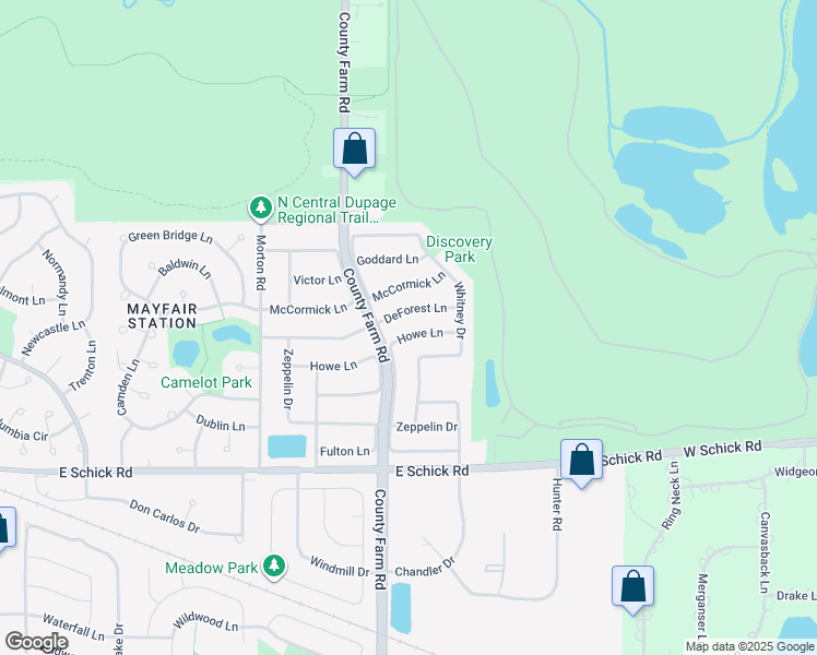 map of restaurants, bars, coffee shops, grocery stores, and more near 1772 Howe Lane in Hanover Park