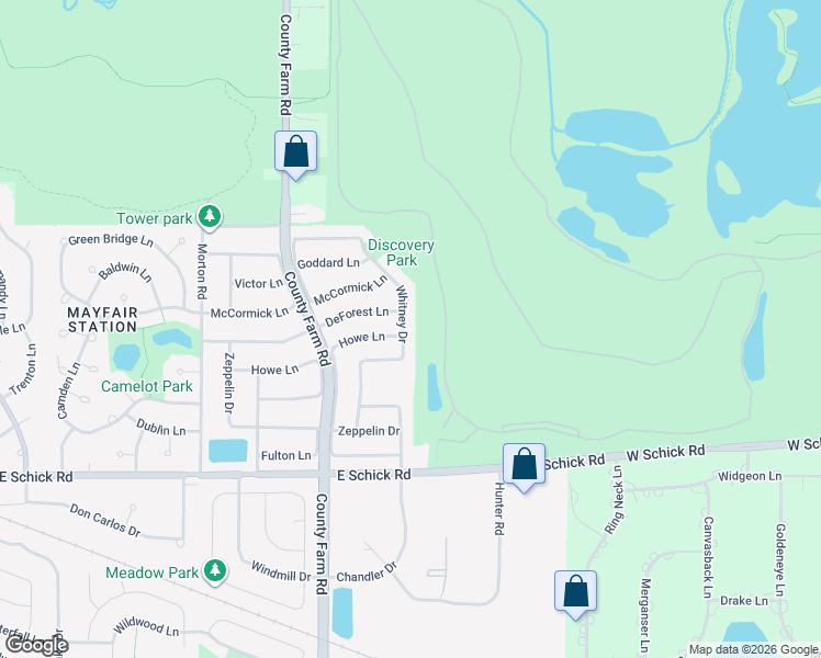 map of restaurants, bars, coffee shops, grocery stores, and more near 1703 DeForest Lane in Hanover Park