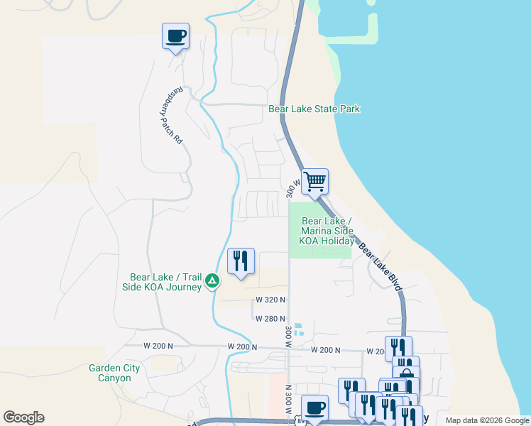 map of restaurants, bars, coffee shops, grocery stores, and more near in Garden City