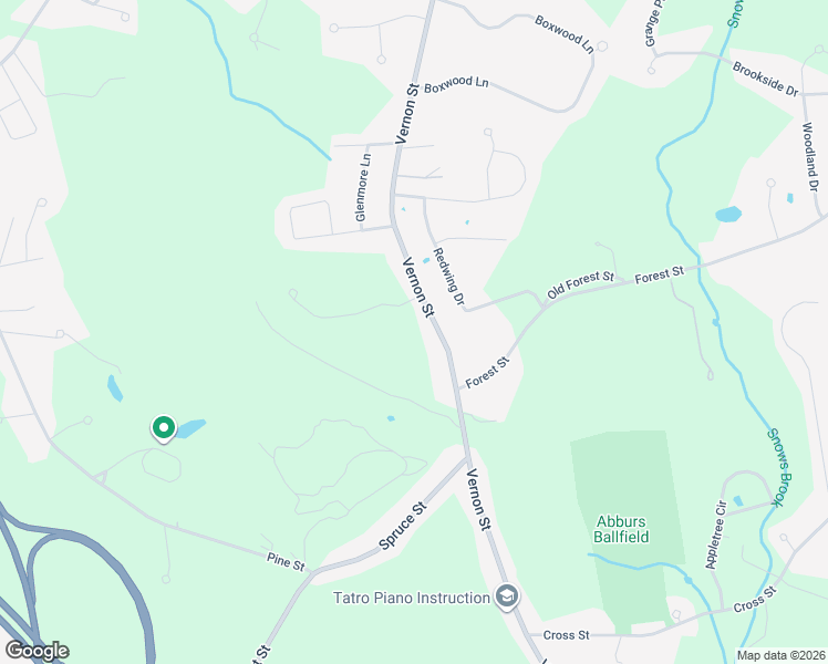 map of restaurants, bars, coffee shops, grocery stores, and more near 547 Vernon Street in Bridgewater