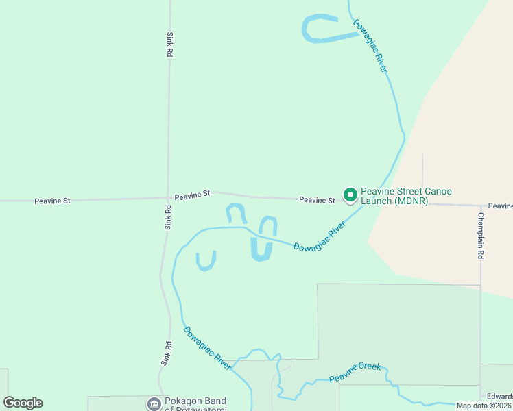 map of restaurants, bars, coffee shops, grocery stores, and more near 32225 Peavine Street in Dowagiac