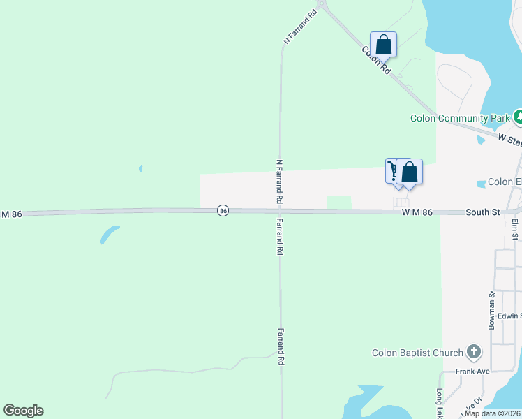 map of restaurants, bars, coffee shops, grocery stores, and more near 58300 North Farrand Road in Colon