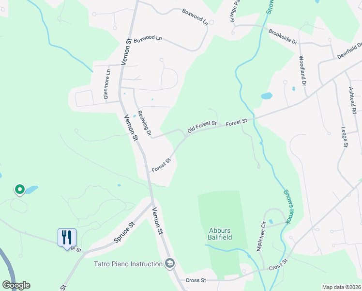 map of restaurants, bars, coffee shops, grocery stores, and more near 125 Redwing Drive in Bridgewater