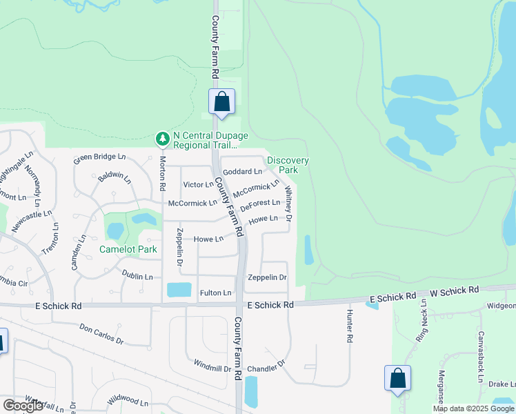map of restaurants, bars, coffee shops, grocery stores, and more near 1761 DeForest Lane in Hanover Park