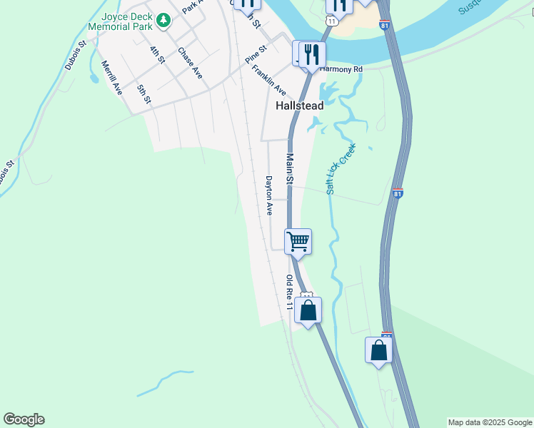 map of restaurants, bars, coffee shops, grocery stores, and more near 109 Dayton Avenue in Hallstead