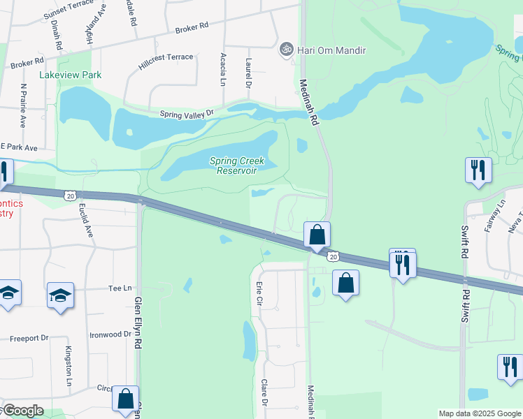 map of restaurants, bars, coffee shops, grocery stores, and more near 333 East Lake Street in Bloomingdale