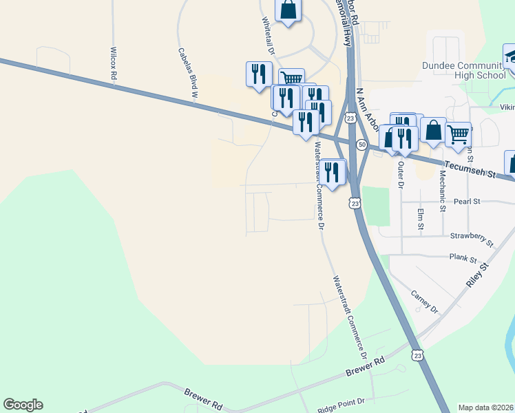 map of restaurants, bars, coffee shops, grocery stores, and more near 135 Timberbrook Lane in Dundee