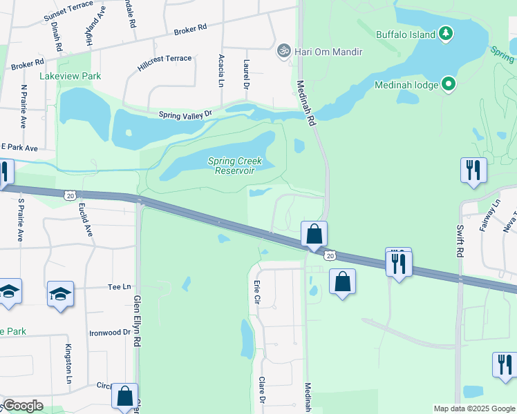 map of restaurants, bars, coffee shops, grocery stores, and more near 333 East Lake Street in Bloomingdale