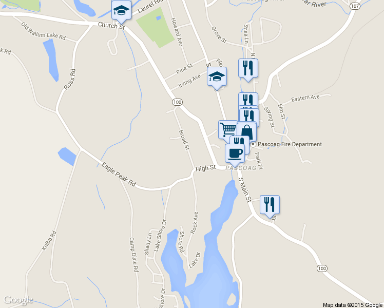map of restaurants, bars, coffee shops, grocery stores, and more near 41 Broad Street in Burrillville