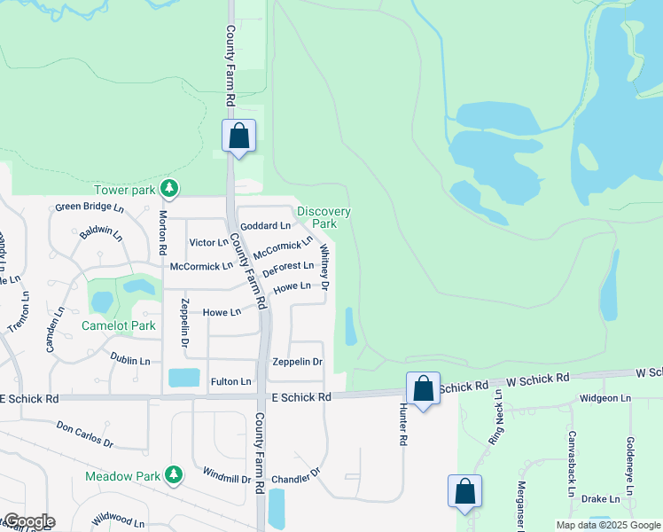 map of restaurants, bars, coffee shops, grocery stores, and more near 4663 Whitney Drive in Hanover Park