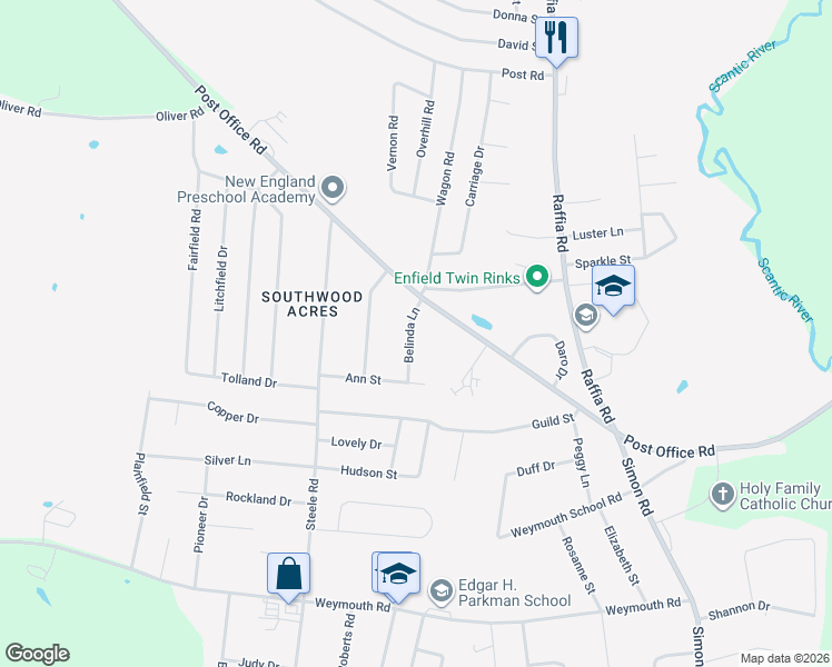 map of restaurants, bars, coffee shops, grocery stores, and more near 5 Belinda Lane in Enfield