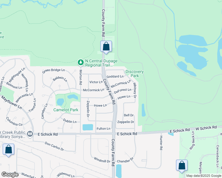 map of restaurants, bars, coffee shops, grocery stores, and more near 1813 McCormick Lane in Hanover Park