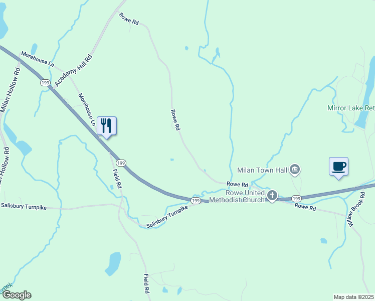 map of restaurants, bars, coffee shops, grocery stores, and more near 148 Rowe Road in Red Hook