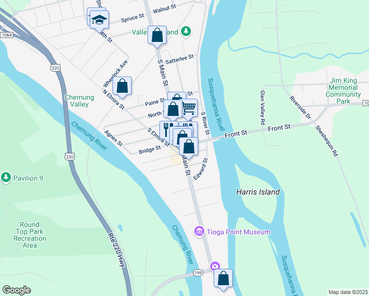 map of restaurants, bars, coffee shops, grocery stores, and more near 423 South Main Street in Athens
