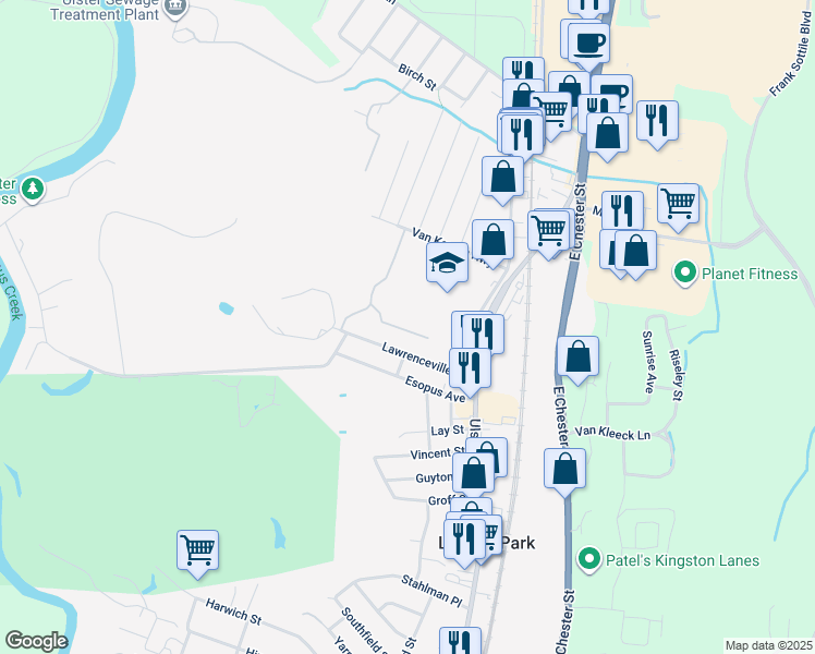 map of restaurants, bars, coffee shops, grocery stores, and more near 3000 Maple Lane in Kingston