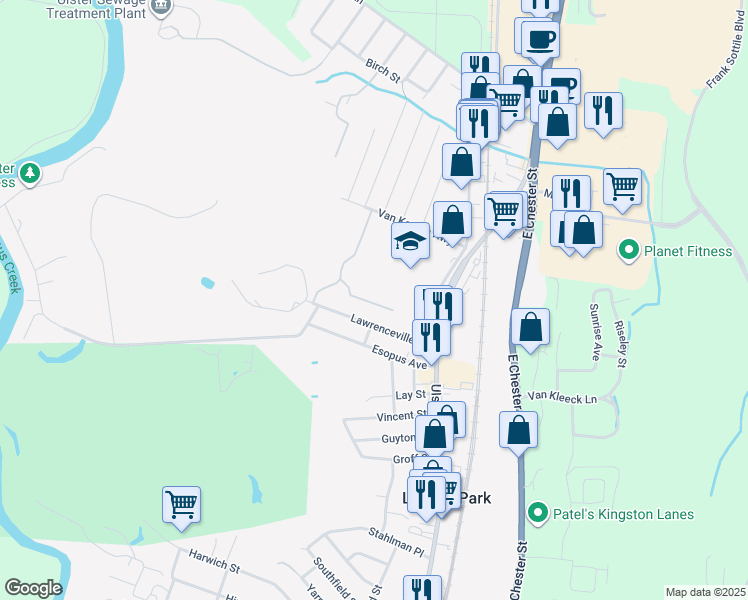 map of restaurants, bars, coffee shops, grocery stores, and more near 3000 Maple Lane in Kingston
