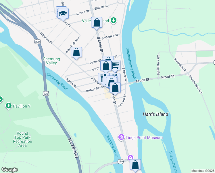 map of restaurants, bars, coffee shops, grocery stores, and more near 200 South Street in Athens