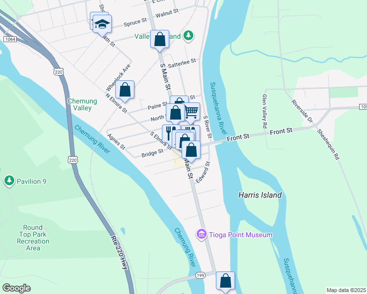 map of restaurants, bars, coffee shops, grocery stores, and more near 423 South Main Street in Athens