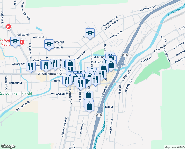 map of restaurants, bars, coffee shops, grocery stores, and more near Boylston Street in Bradford