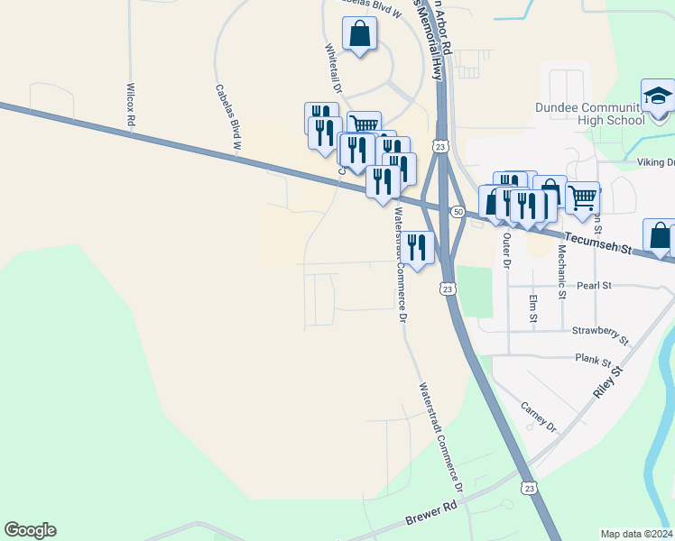 map of restaurants, bars, coffee shops, grocery stores, and more near 167 Wilmington Drive in Dundee