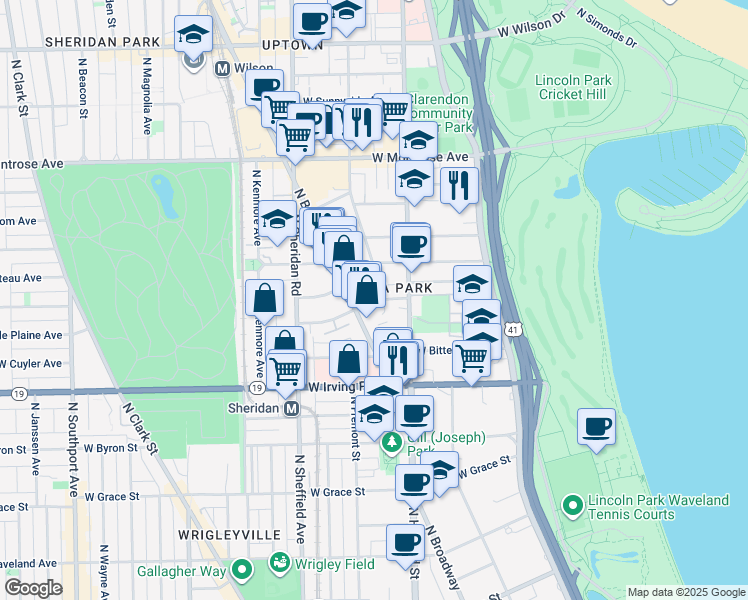 map of restaurants, bars, coffee shops, grocery stores, and more near in Chicago