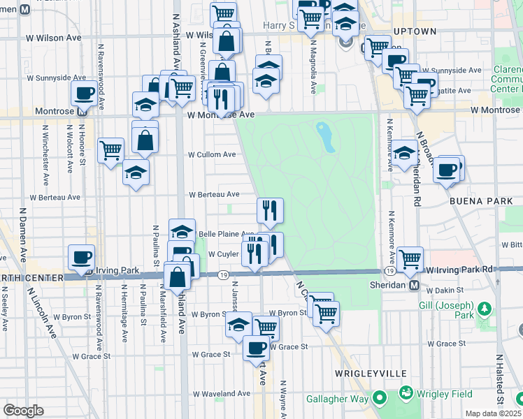 map of restaurants, bars, coffee shops, grocery stores, and more near in Chicago