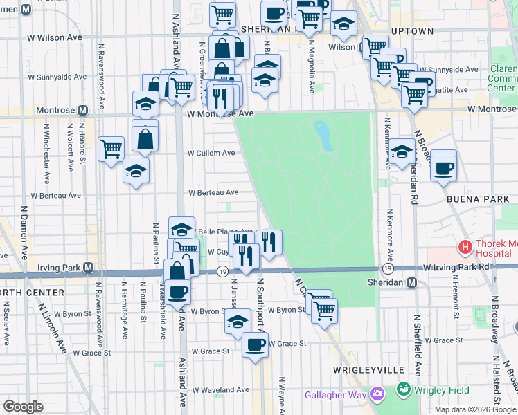 map of restaurants, bars, coffee shops, grocery stores, and more near in Chicago