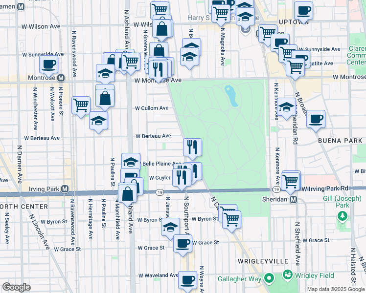 map of restaurants, bars, coffee shops, grocery stores, and more near in Chicago