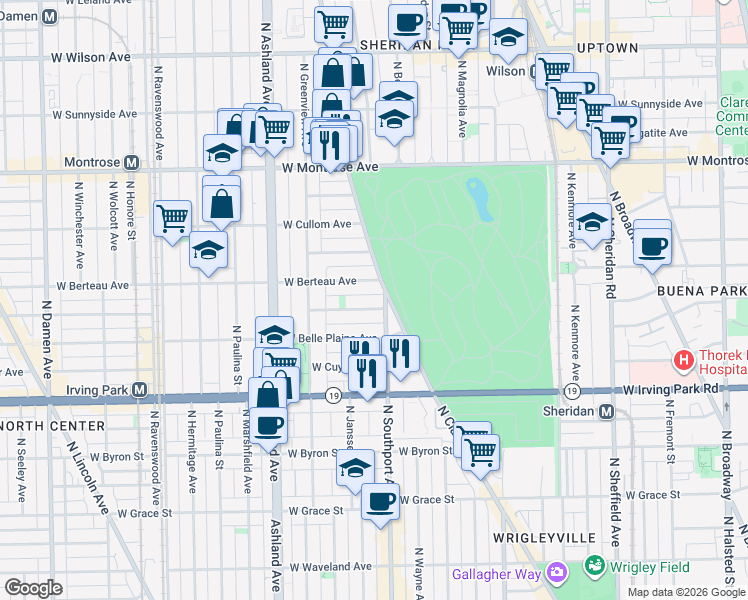 map of restaurants, bars, coffee shops, grocery stores, and more near in Chicago