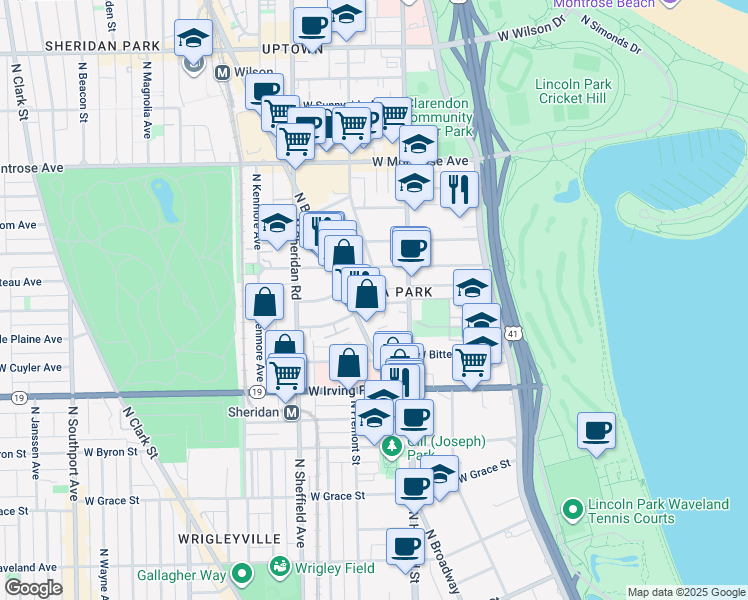 map of restaurants, bars, coffee shops, grocery stores, and more near in Chicago